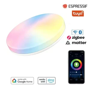 Smart Ceiling Light RGBCW 2000LM IP20 Tuya Wifi for Alexa Google App Control Dimmable LED Ceiling Light Fixture for Home