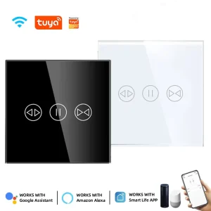 Smart Curtain Touch Switches for WIFI UK EU Glass PC Waterproof IP65 Blind Roller Shutter Remote Voice Control Alexa Google