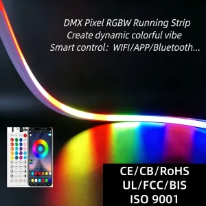 Smart DMX RGBW Neon Flex Pure Silicone Strip IP68 Outdoor Running Light RGB Remote Color Changing for Commercial Nightclub KTV