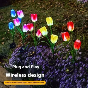 Smart Dual-Control Solar Garden Light Tulip Flower for Courtyard Park Lawn