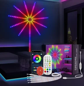 Smart Firework LED Strip Lights USB Powered ABS Color-Changing RGB Remote App Control IP65 Dimmable High CRI 90