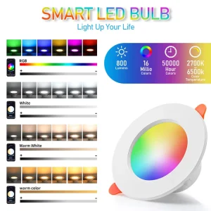 Smart Full-Color Dimmable Downlight with App and Voice Control