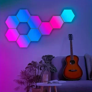 Smart Hexagon LED Wall Lights RGBIC Panels with App Remote Control Music Sync USB Powered Color Changing for Gaming Bedroom DIY