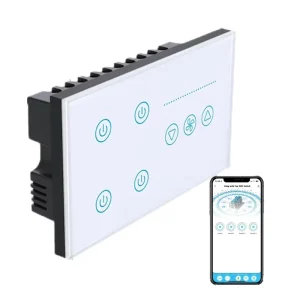 Smart Home 4 Gang 1 Fan Light Speed Switch AC 110-220V Voice and App Control ABS WiFi Smart Touch Switch