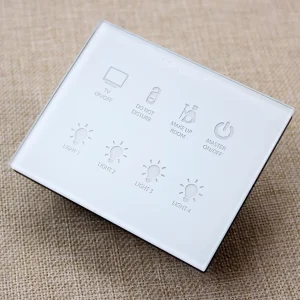 Smart Home 8 Gang Touch Wall Switch White Tempered Glass Panel 220V Hotel Room Control