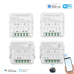 Smart Home Tuya WiFi 16A 1 2 3 4 Gang Wireless Remote Breaker Module Smart Switch