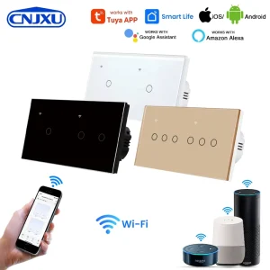 Smart Home WiFi Wall Switch Alexa Voice Control App Control Hotel Use PC Material Smart Light Switch 110V 240V 10A
