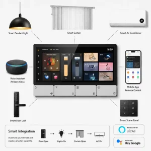 Smart Home Zigbee Smart Switch Panel 4 Gang Touch Screen Wi Fi App Control Lighting & Curtain Controller