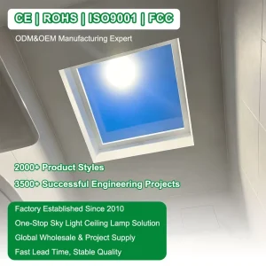 Smart LED Blue Sky Artificial Skylight Ceiling Fixture with Remote Control for Office Conference Room and Residential Lighting
