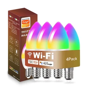 Smart LED Bulb E14 E27 5W WiFi Dimmable RGB Candle Light Phone Controlled Home Kitchen Bedroom
