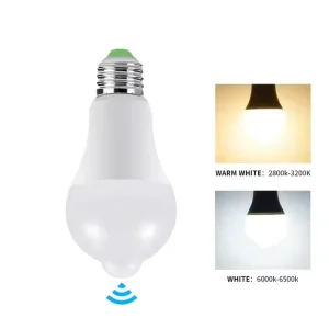Smart LED Bulb PIR Motion Sensor E27 B22 A19 CRI 80+ 3000K 6500K Dusk-to-Dawn
