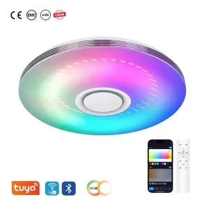 Smart LED Ceiling Light 60W WiFi App, Remote, and Voice Control RGBIC+CCT CRI>80 with Bluetooth Speaker 7200lm