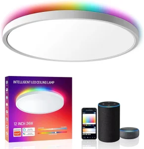 Smart LED Ceiling Light, 85-265V, RGB WiFi, Round Slim Panel, Indoor