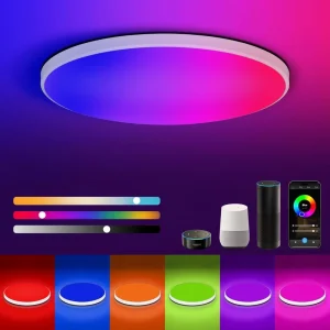Smart LED Ceiling Light RGB Flat Panel Ultra thin Mounted Lamp Modern Home Decoration Night Fixture Alexa Available