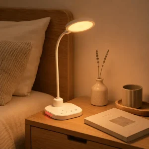 Smart LED Desk Lamp with Red Night Light Touch Control Stepless Dimmable Table Light Lamp for Bedroom Office Study Use