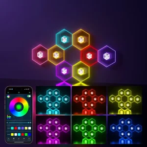 Smart LED Hexagonal Wall Lamp Bluetooth Remote Control Music Light