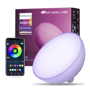 Smart LED Night Light Mood Bowl Lamp Dimmable RGB Color-Changing for Living Rooms and Bedrooms
