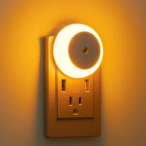 Smart LED Night Light with Motion Sensor Warm White Plug In ABS Wall Lamp for Bedroom Home Kitchen Bathroom Hotel