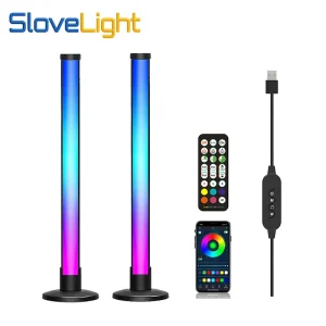 Smart LED RGBIC Desk Lamp with USB Power, White Shade, Remote Control, WiFi, Music Sync, 16 Million Colors