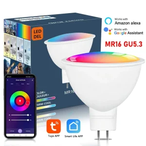 Smart LED Spotlight Bulb App-Controlled RGBCW Color-Changing WiFi GU5.3/MR16 DC12V