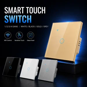 Smart Lighting Wall Switch with Manual Touch, App, and Voice Control for Home Automation