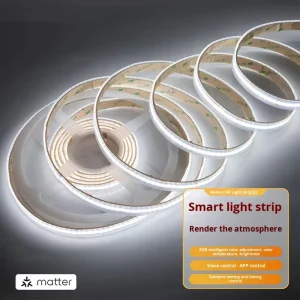 Smart Matter COB LED Strip Light App Control RGB CCT Tunable Smooth Dimming Low Voltage High Brightness