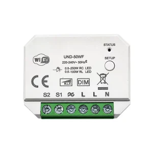 Smart Mini WiFi Dimmer with Smart Home Control, Trailing-Edge, 1-100W LED Light