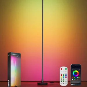 Smart Modern LED Corner Floor Lamp Bar Design Android App Control Wi Fi Battery Operated Aluminum Alloy 24h DIY Colors Home
