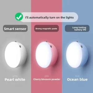 Smart Motion Sensor LED Night Light Wireless Rechargeable Color Changing for Home Corridor Wall Wardrobe & Bedroom