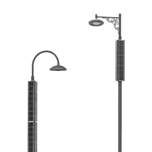 Smart Outdoor Vertical Solar Street Lights with Panels Suitable for Windy and Dusty Area