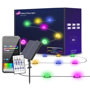 Smart Outdoor Waterproof Solar LED Eave String Lights with RGB Color Changing