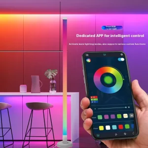 Smart RGB LED Corner Floor Lamp with Music Sync App and Remote Control