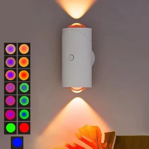 Smart RGB LED Night Light Motion Sensor USB Rechargeable Gradient Ambient Wall Lamp