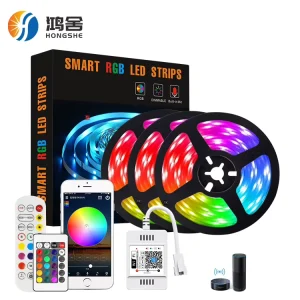 Smart RGB LED Strip Light 5V 12V 24V Flexible Color Changing LED Tape with IR Remote Control for Shop Window Home Decoration