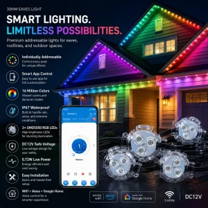 Smart RGB Pixel Eaves Light Permanent Outdoor Lighting for Homes Buildings and Holiday Decoration