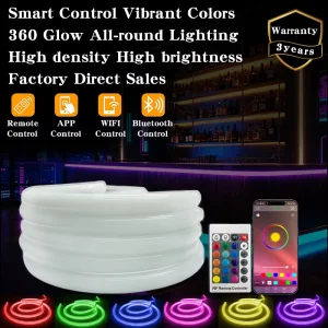 Smart RGB RGBW Flexible 5050 LED Neon Strip Light Uniform Light No Spots IP67 5m Silicone Tube for Outdoor Commercial Use