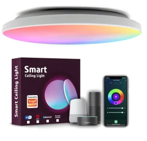Smart RGBCW LED Ceiling Light with WiFi App, Voice Control for Bedroom and Living Room