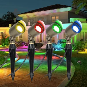Smart RGBW IP65 Brass Landscape Light 24V 6W Low Voltage LED Accent Light for Wall and Tree Lighting