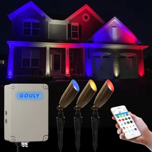 Smart RGBW Landscape Light WiFi Controlled 6W 24V Brass Outdoor Garden Light IP65 Waterproof
