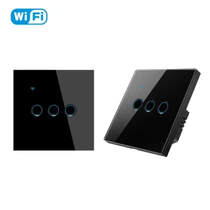 Smart Remote Control Switch with Groove Design, Glass Touch Panel, 3-Gang EU/UK Standard