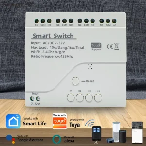 Smart Remote Control WiFi Wireless Switch Module 4CH DC 7-32V 433.92MHz RF Receiver