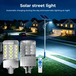 Smart Solar Street Light High Lumen Output with Remote Motion Sensor Street Light for Parking Lot Road and Square