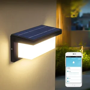 Smart Solar Wall Light with WiFi Radar Alarm Motion Sensor IP65 Waterproof Aluminum Cube LED Security Light