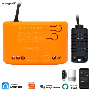Smart Switch with Temperature and Humidity Sensor Passive Dry Contact Wifi Relay Controller Work with Tuya Alexa Google Home