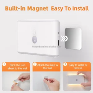 Smart USB Rechargeable RGB Motion Sensor LED Night Light Stick on Lamp Auto Induction for Bathroom Toilet Bedroom Hallway