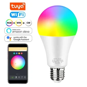 Smart Voice Control Dimmable WiFi E27 E26 B22 RGBCW Color Changing Light Bulb