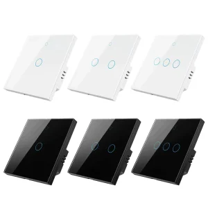 Smart Wall Switch WiFi RF433 Touch Panel Remote Control Tempered Glass Lighting