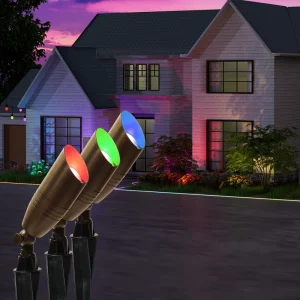 Smart Wi-Fi Controlled IP65 24V Outdoor RGBW LED Garden Spotlight, 6W Brass UCS2904