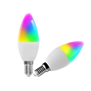 Smart Wi-Fi E14 Candle LED Bulb with Remote Control, E26/E27 Downlight for Home