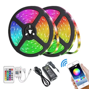 Smart Wi-Fi LED Strip Lights 12V Waterproof 5m Set SMD 5050 Remote-Controlled RGB/RGBW Backlight
